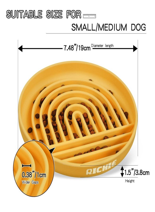 RICHIE Slow Feeder Dog Bowls with Suction Cups, Silicone Puzzle Bowl for Slow Eating, Pets Slow Feeder Non-Slip Design Dishwasher Microwave Safe for Small Medium Dogs, Yellow - Image 2